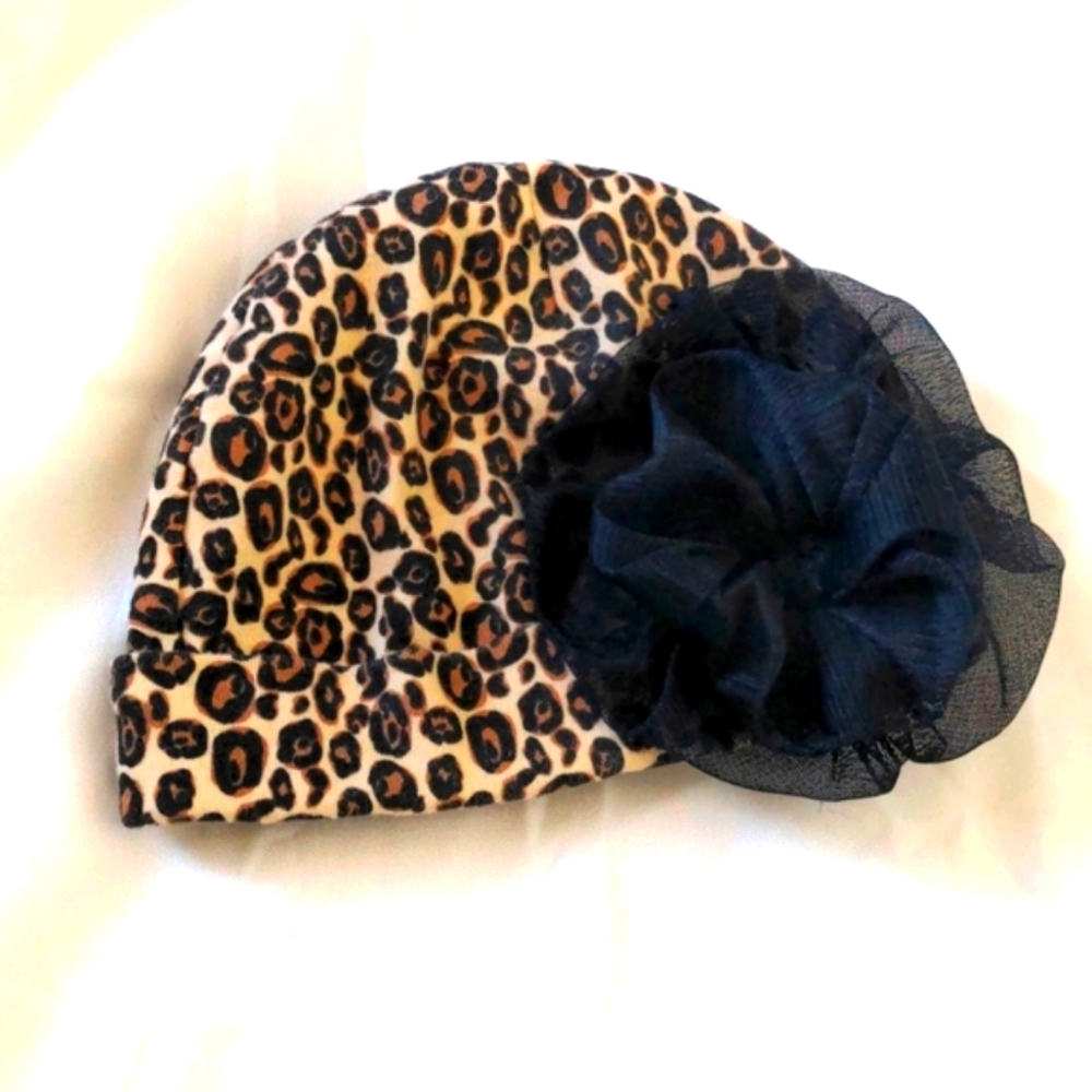 Baby Essentials Leopard Print Flower Hat